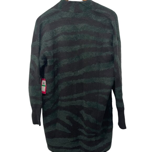 VINCE CAMUTO Zebra Pattern Eyelash Open Front Cardigan - Picture 2 of 5